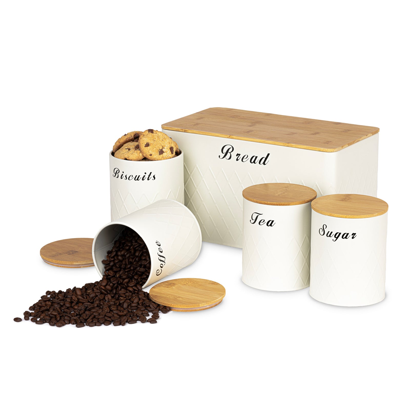 5pc Bread Bin & Canister Set - Cream