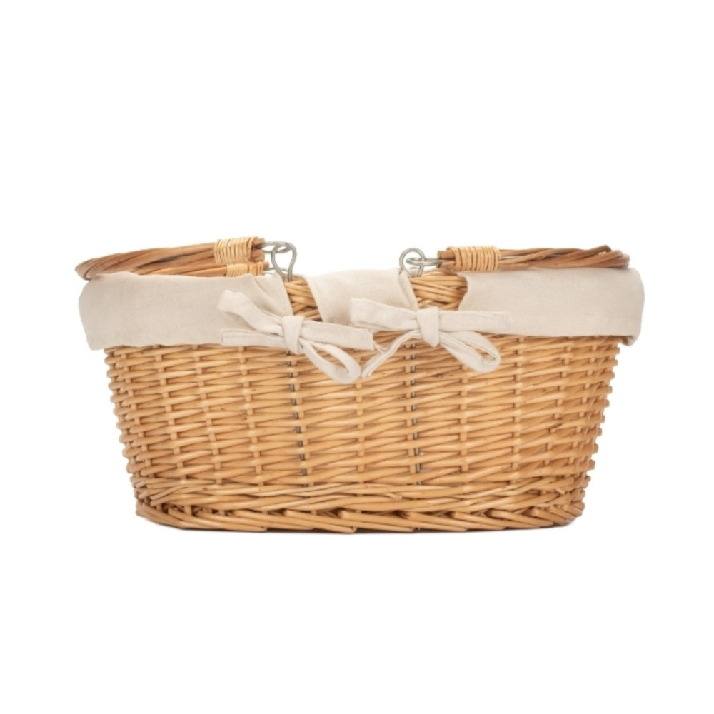 Wicker Shopping Basket With Swing Handle | White