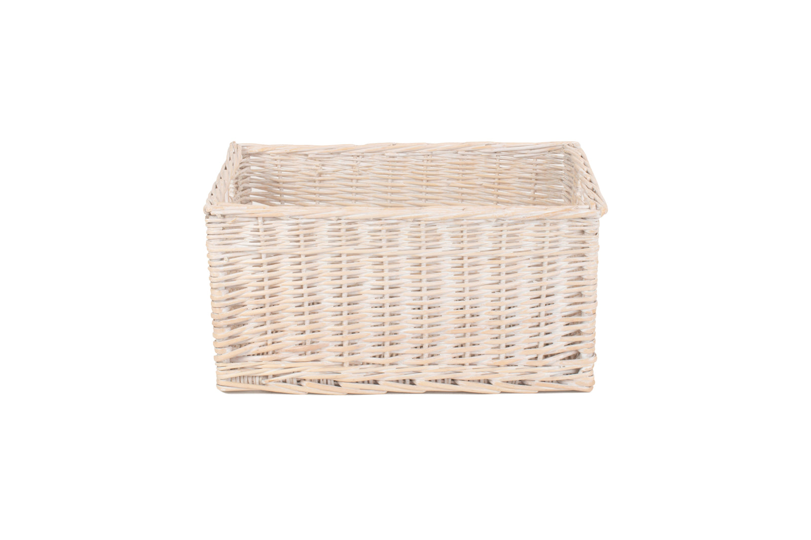 Red Hamper Wicker White Wash Storage Open Basket