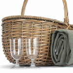 Oval Double Steamed 2 Person Fitted Picnic Wicker Basket | Gray