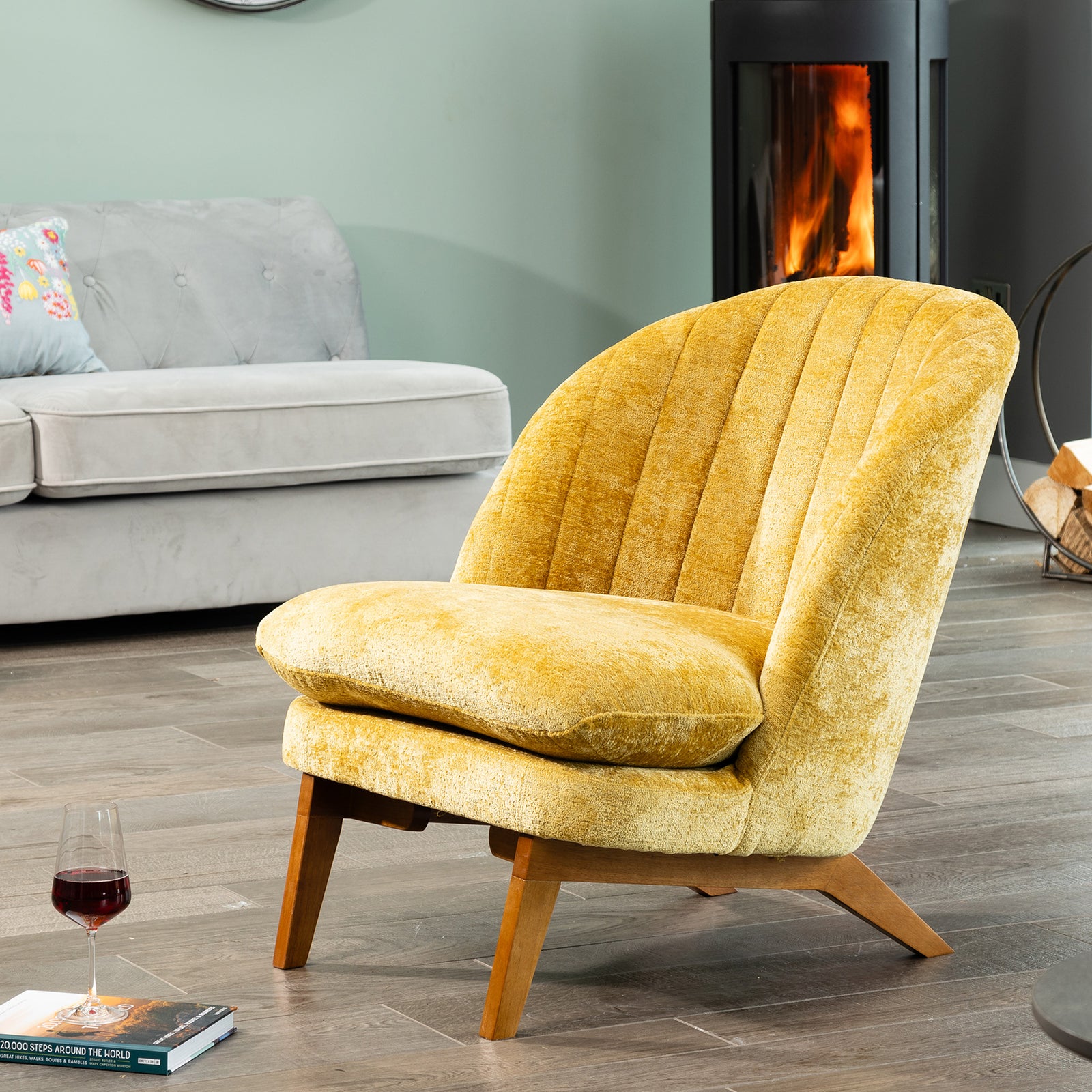 Mateo Fabric Accent Chair | Yellow