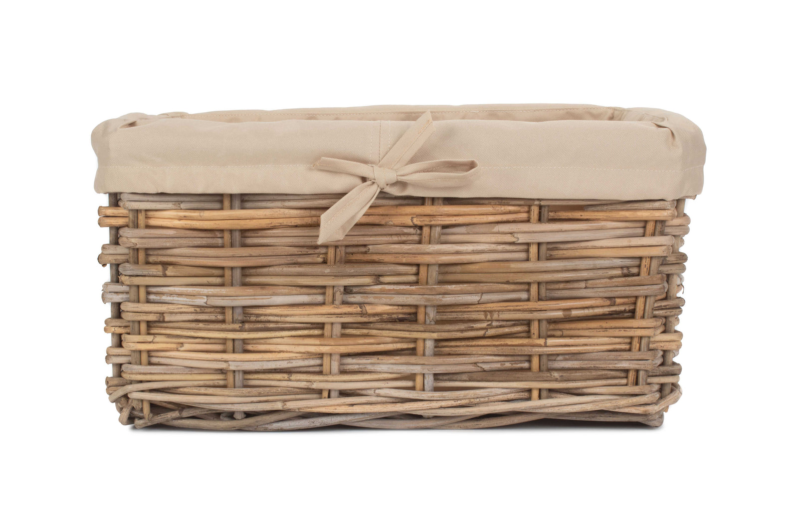 Red Hamper Rattan Rectangular Cordura Lined Grey Rattan Storage Basket