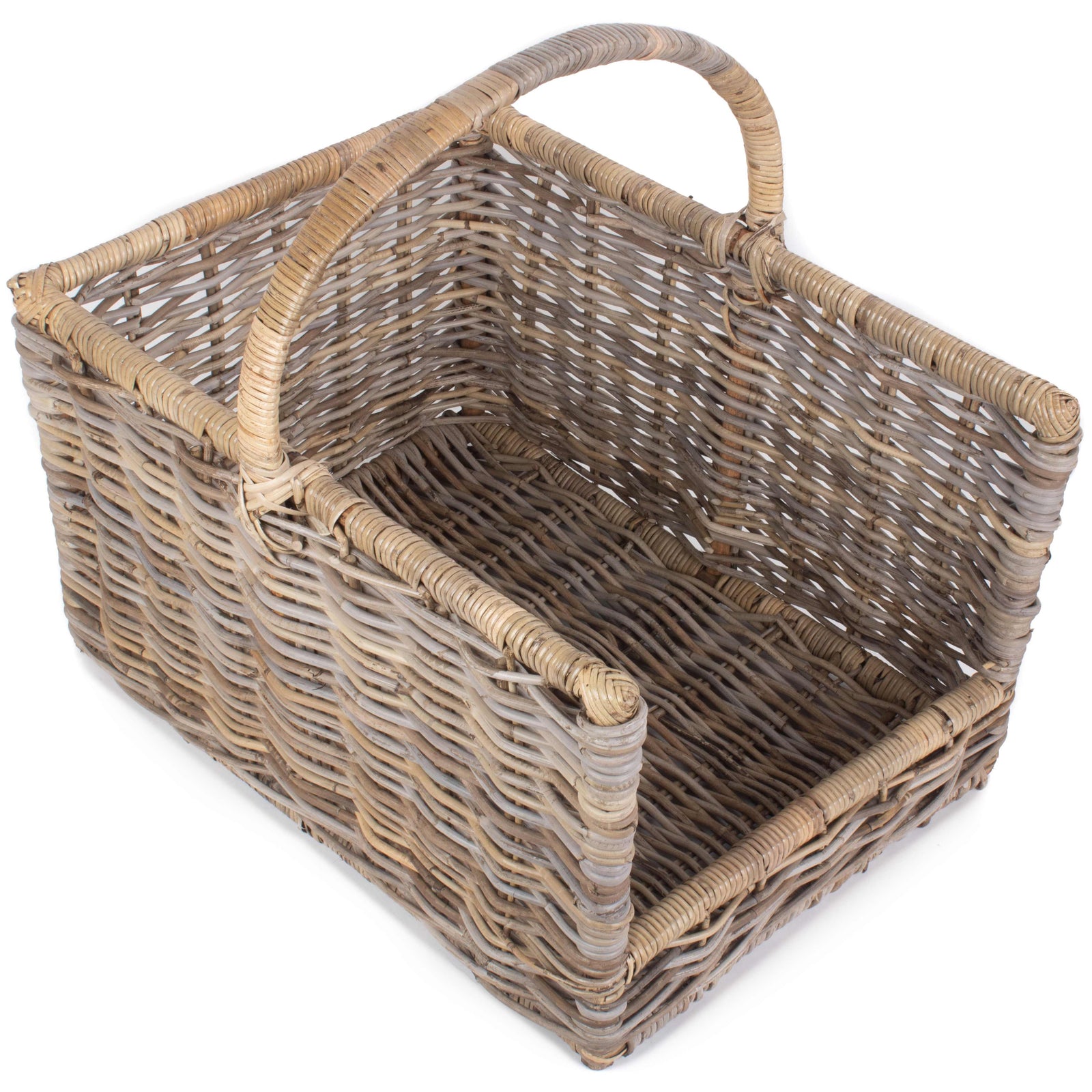 Kubu Grey Rattan Open Ended Log Basket | Large | Brown