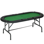 8 Player Folding Poker Table With Cup Holders, Green