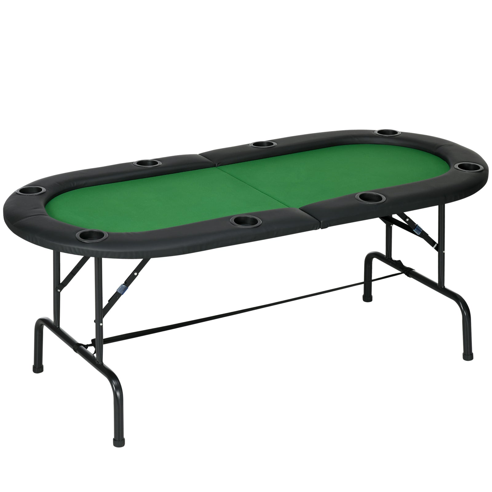 8 Player Folding Poker Table With Cup Holders, Green