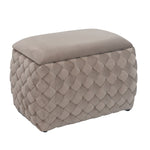 Plumeo Velvet Storage Ottoman | Taupe