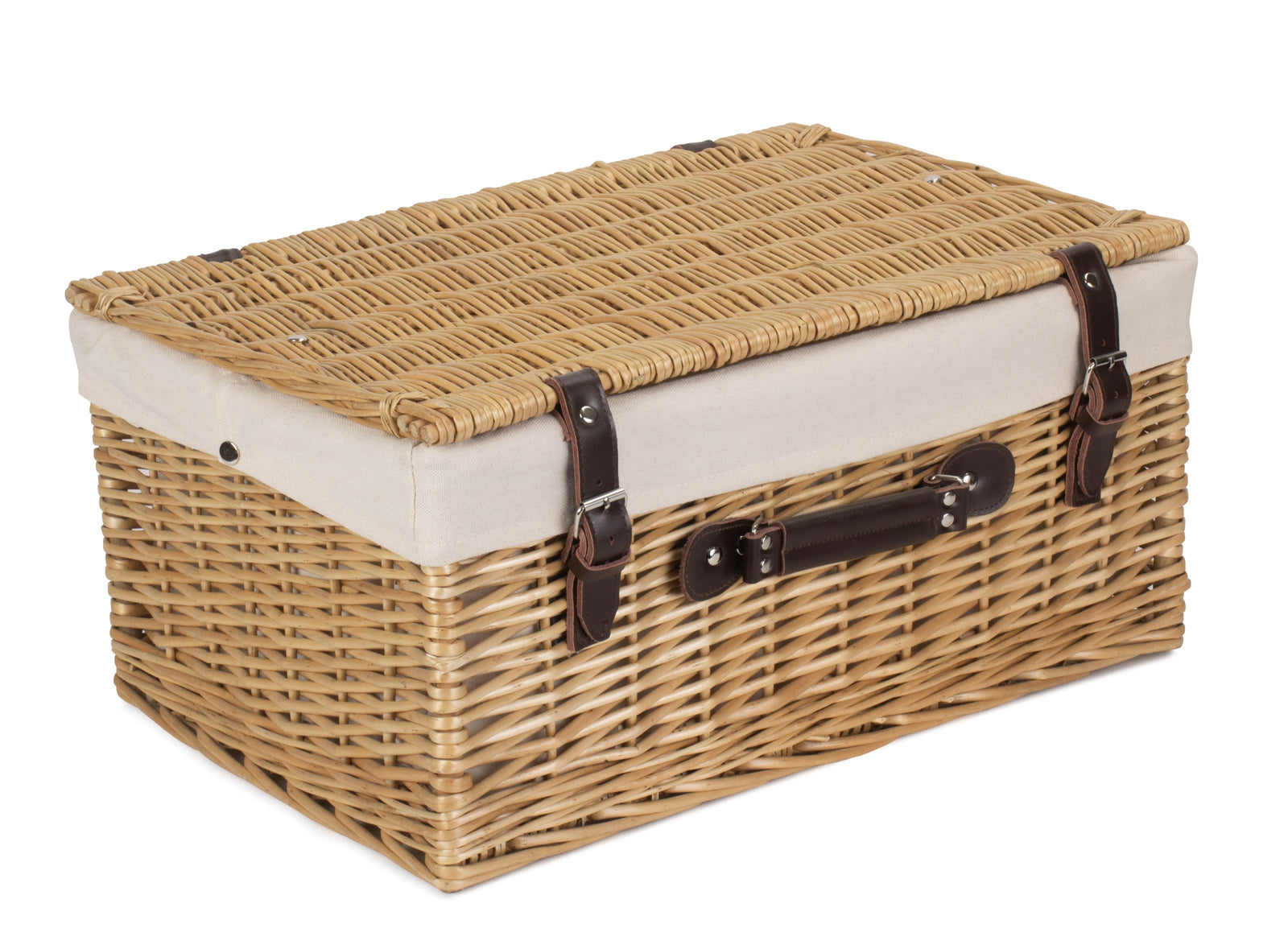 Wicker Buff 51cm Picnic Basket | White