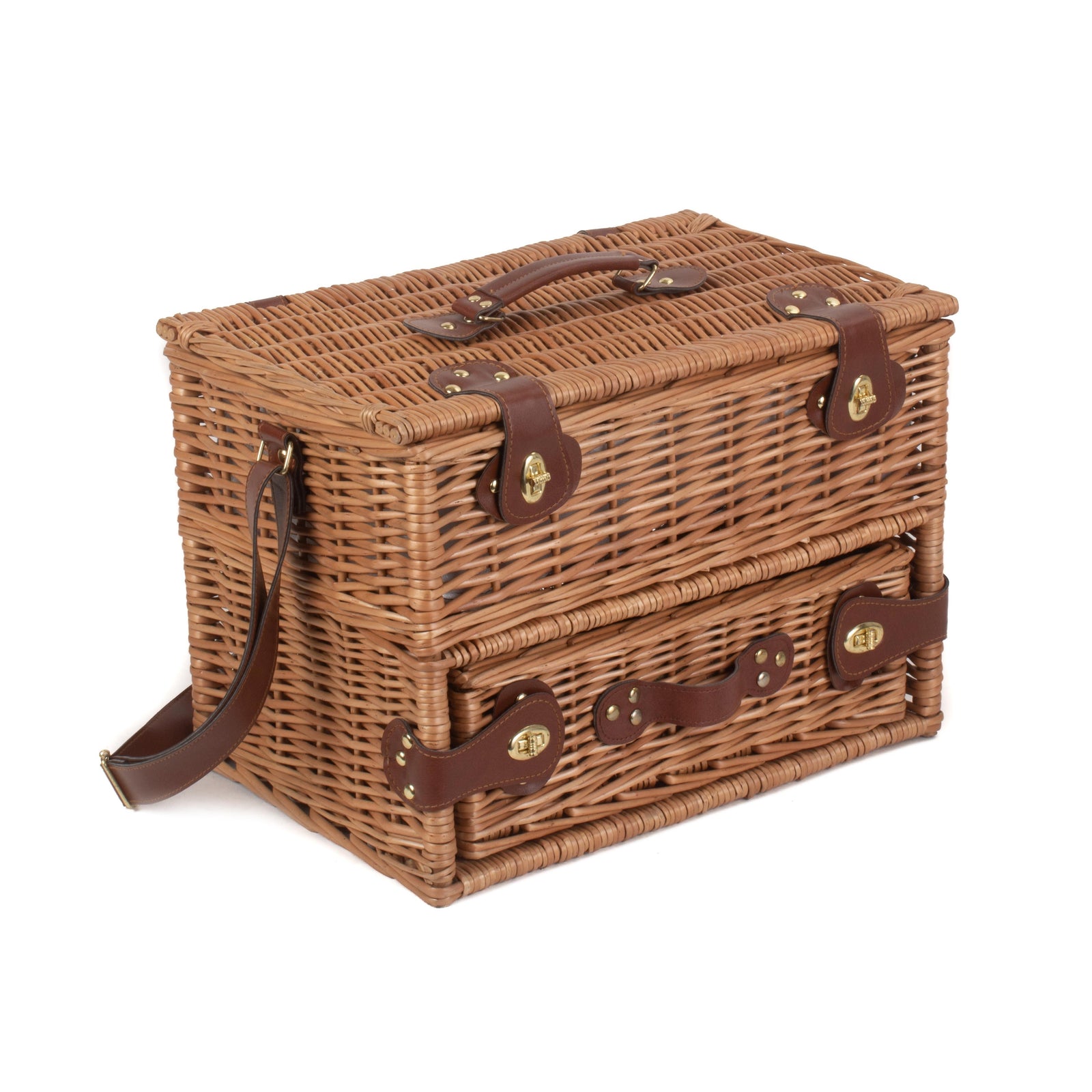 4 Person Fitted Picnic Wicker Basket With Drawers