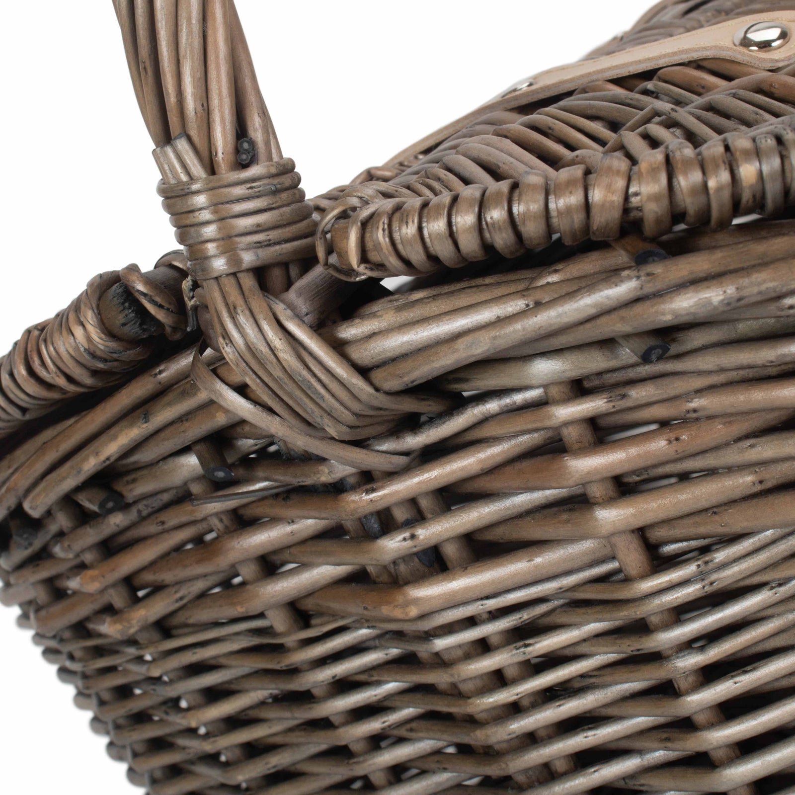 Wicker Antique Wash Finish Oval Picnic Basket | Gray