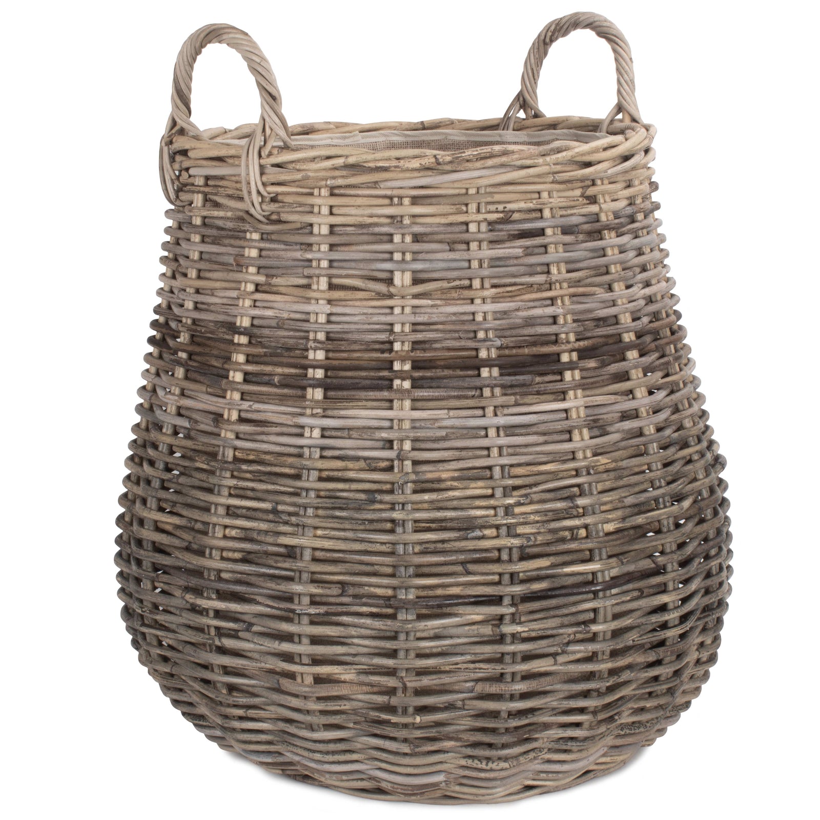 Pot-bellied Cordura Lined Rattan Log Basket