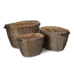 Red Hamper Wicker Oval Hessian Lined Log Basket