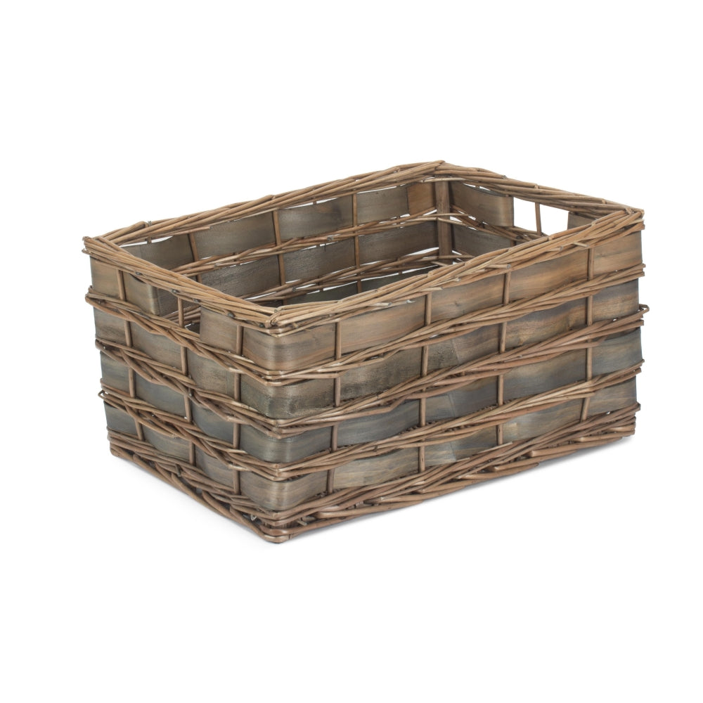 Red Hamper Wicker Unlined Grey Scandi Storage Basket