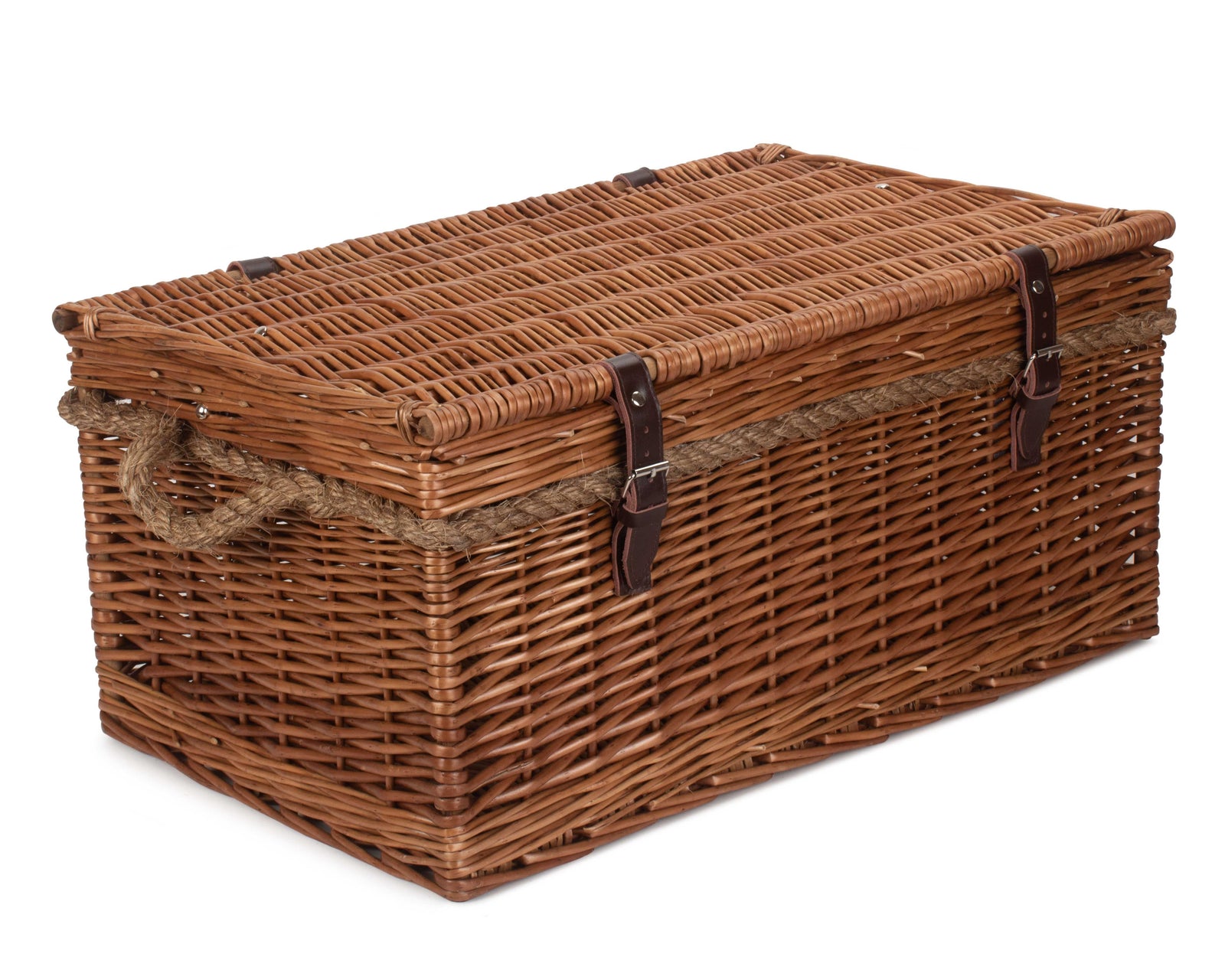 Wicker 60cm Double Steamed Rope Handled Trunk | Brown