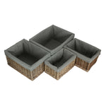 Antique Wash Grey Cotton Grey Lined Willow Storage Baskets | Set-of-4 | Gray