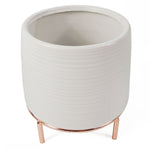 18cm White Ceramic Planter With Metal Stand