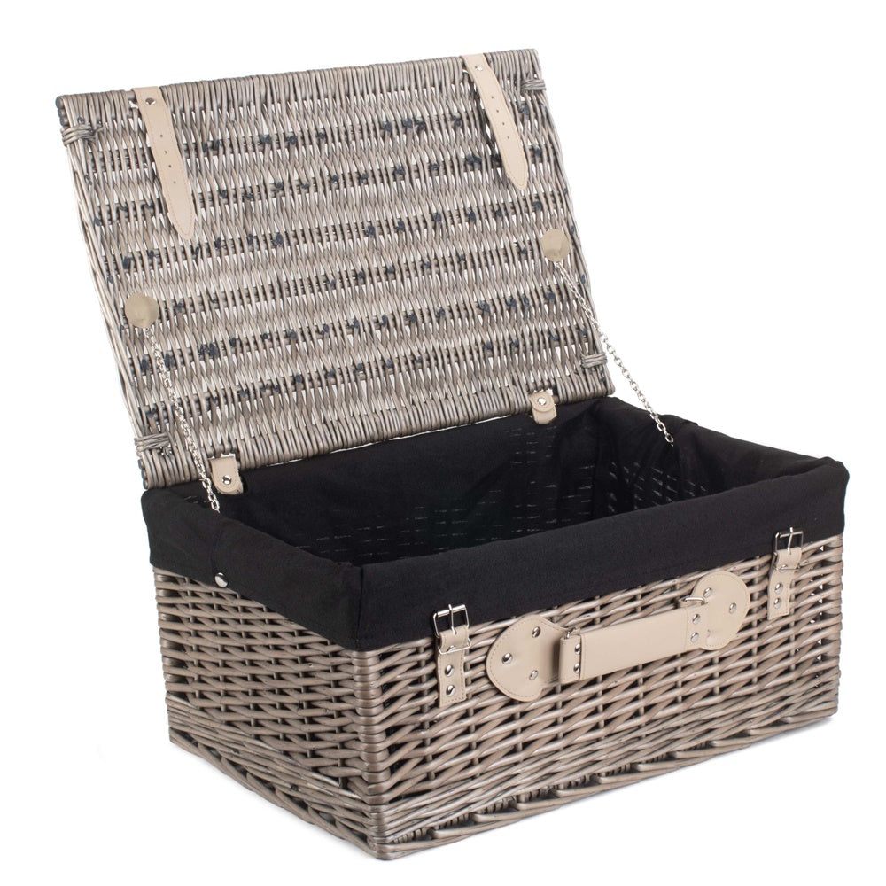 Wicker 51cm Antique Wash Picnic Basket | Black