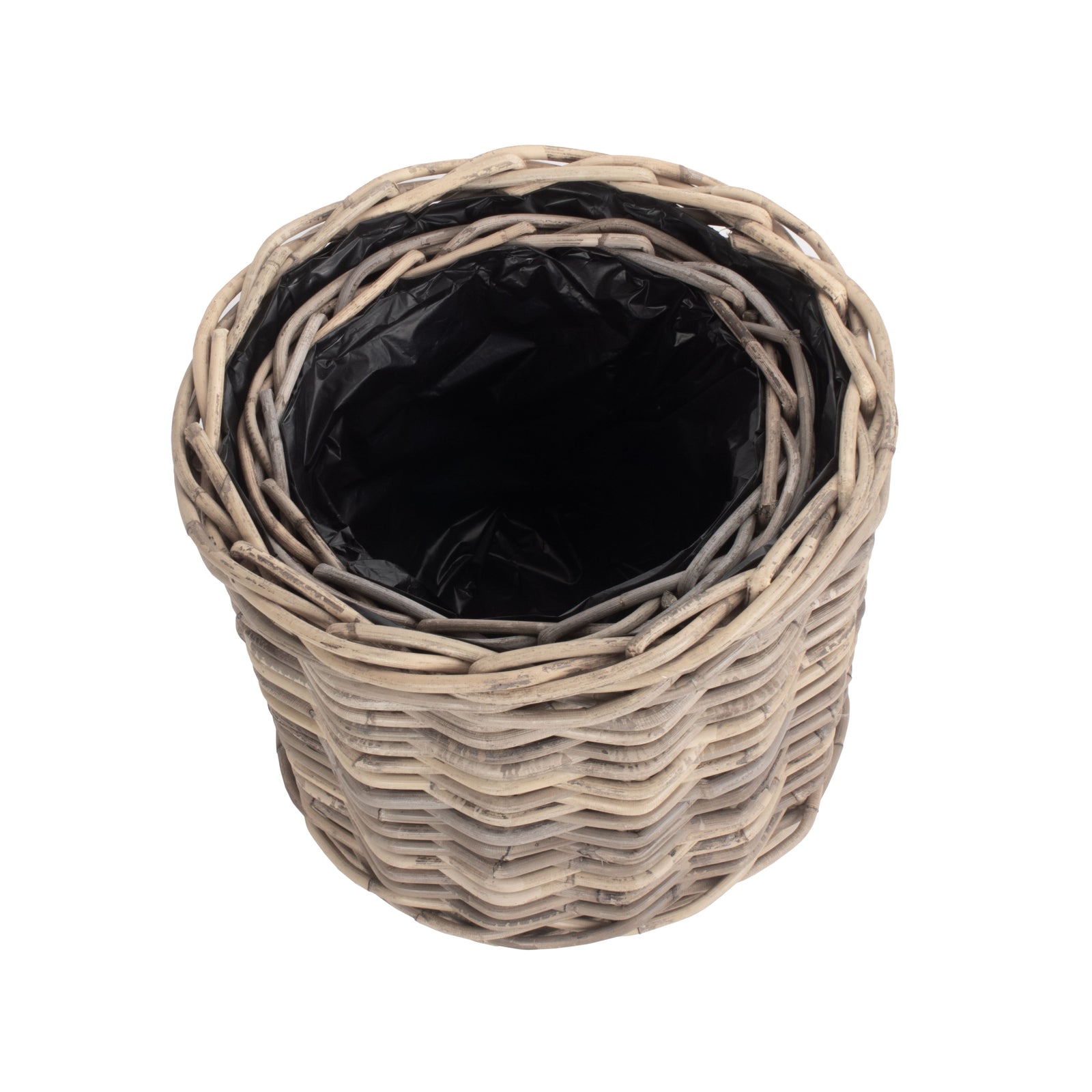 Red Hamper Rattan Round Planter With Plastic Lining