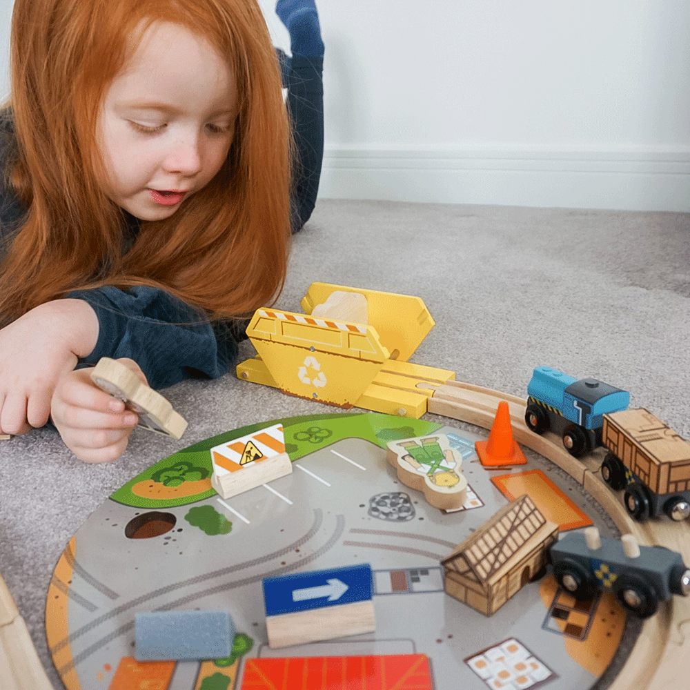 Wooden Construction Train Set - 50 Pieces