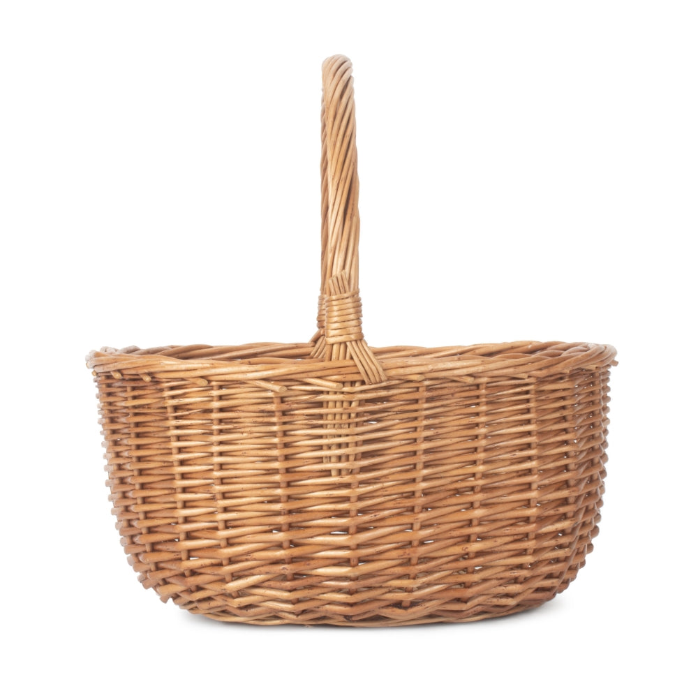 Double Steamed Wicker Oval Shopping Basket | Brown