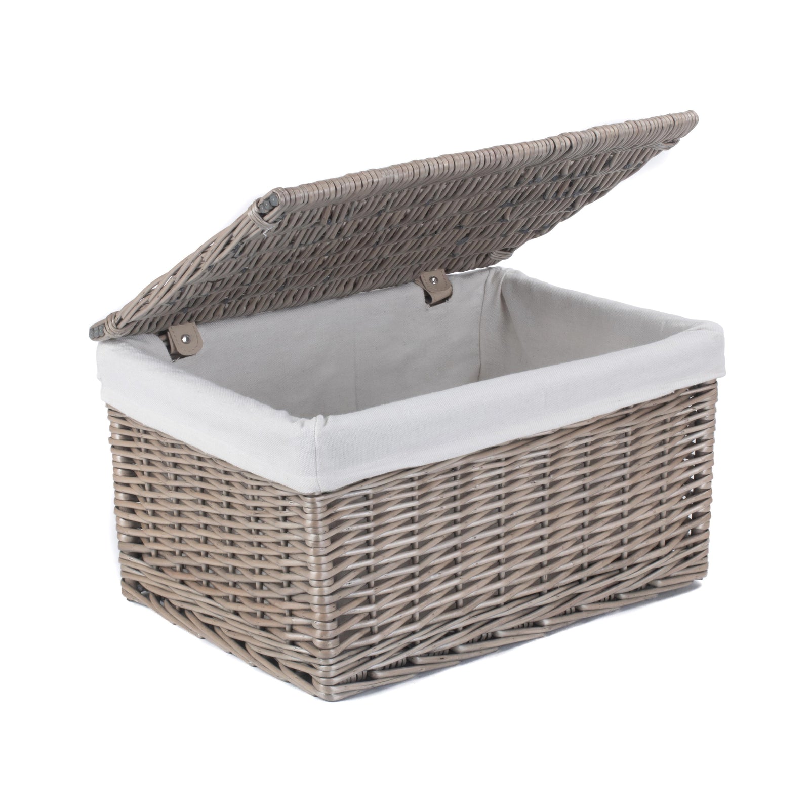 Red Hamper Wicker Antique Wash Cotton Lined Storage Basket