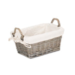 Wicker Antique Wash Handled Lined Storage Basket | Small | White