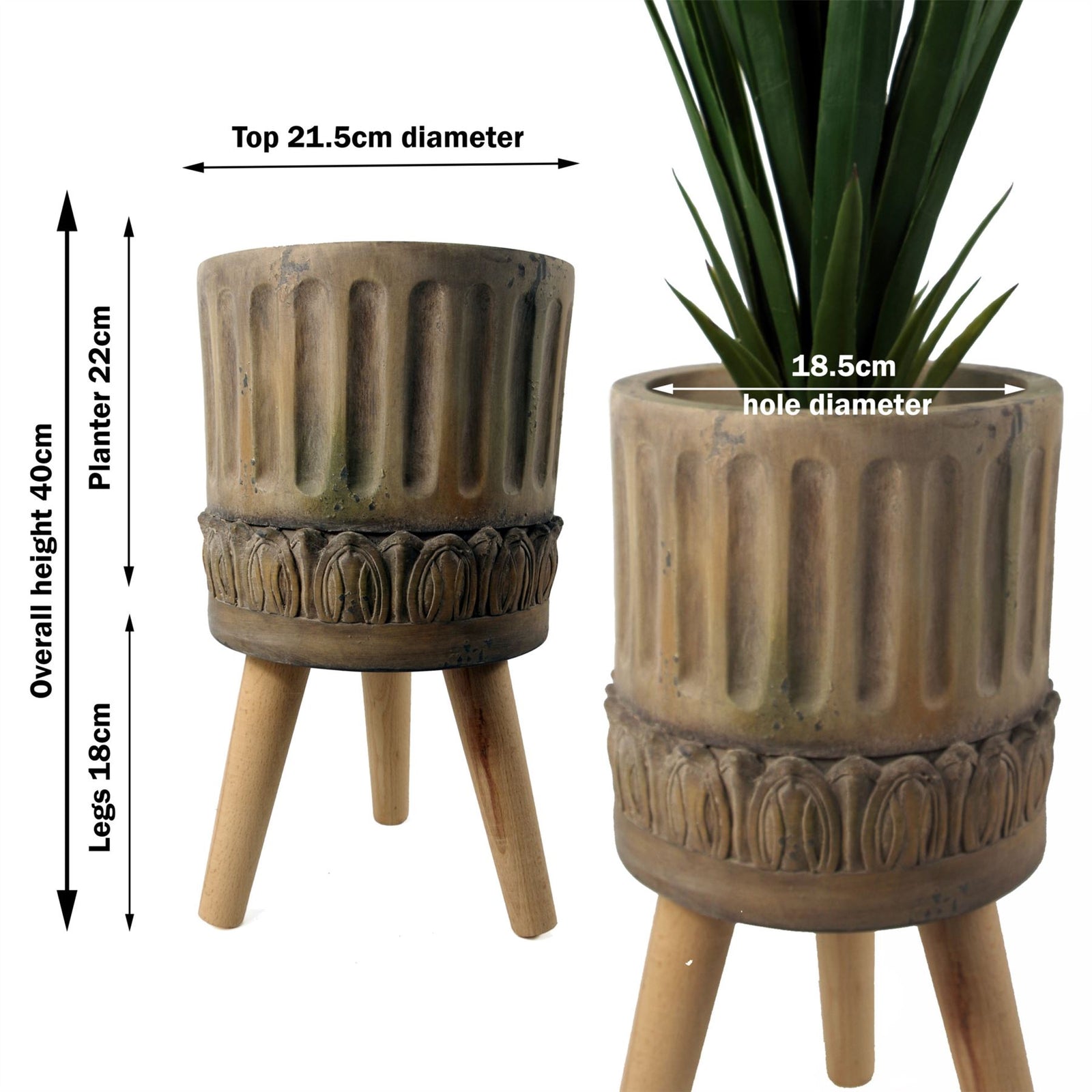 40cm X 21.5cm Zandi Roman Composite Large Planter