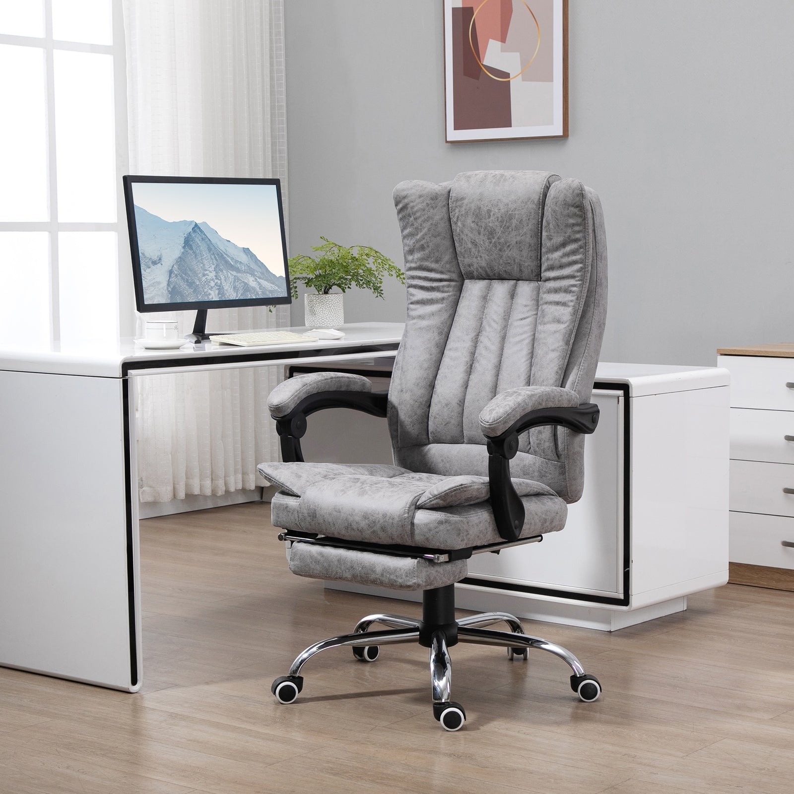 Massage Office Chair Microfibre Arms | Gray