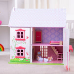 Wooden 'rose Cottage' Two-storey Dolls House, With Furniture