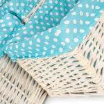 Wicker Blue Spotty Lined Open Storage Basket | Small | Blue