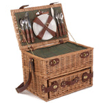 4 Person Fitted Picnic Wicker Basket With Drawers