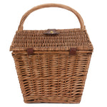 Wicker Large Sloped Sided Double Lidded Empty Basket