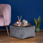 Amara Velvet Bean Bag Pouffe | Charcoal