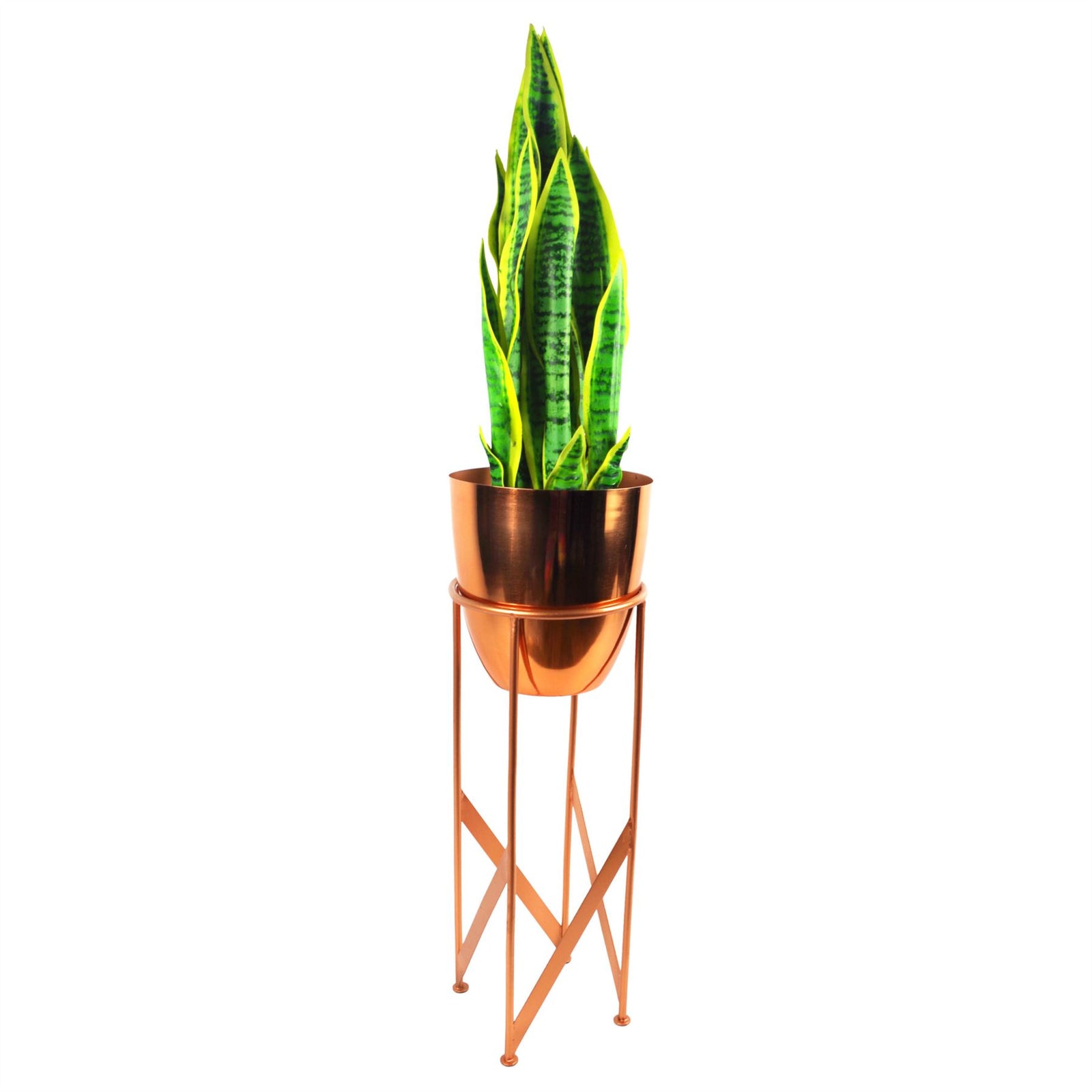 90cm Gold Planter With Artificial Yukka Plant