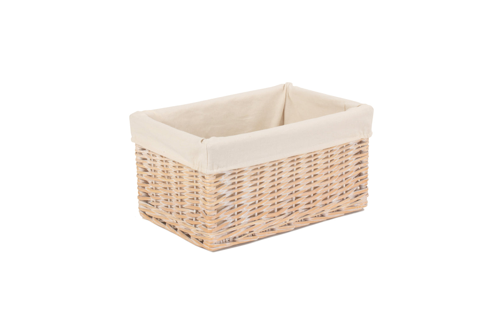 Wicker White Lined Storage Basket | Small | White