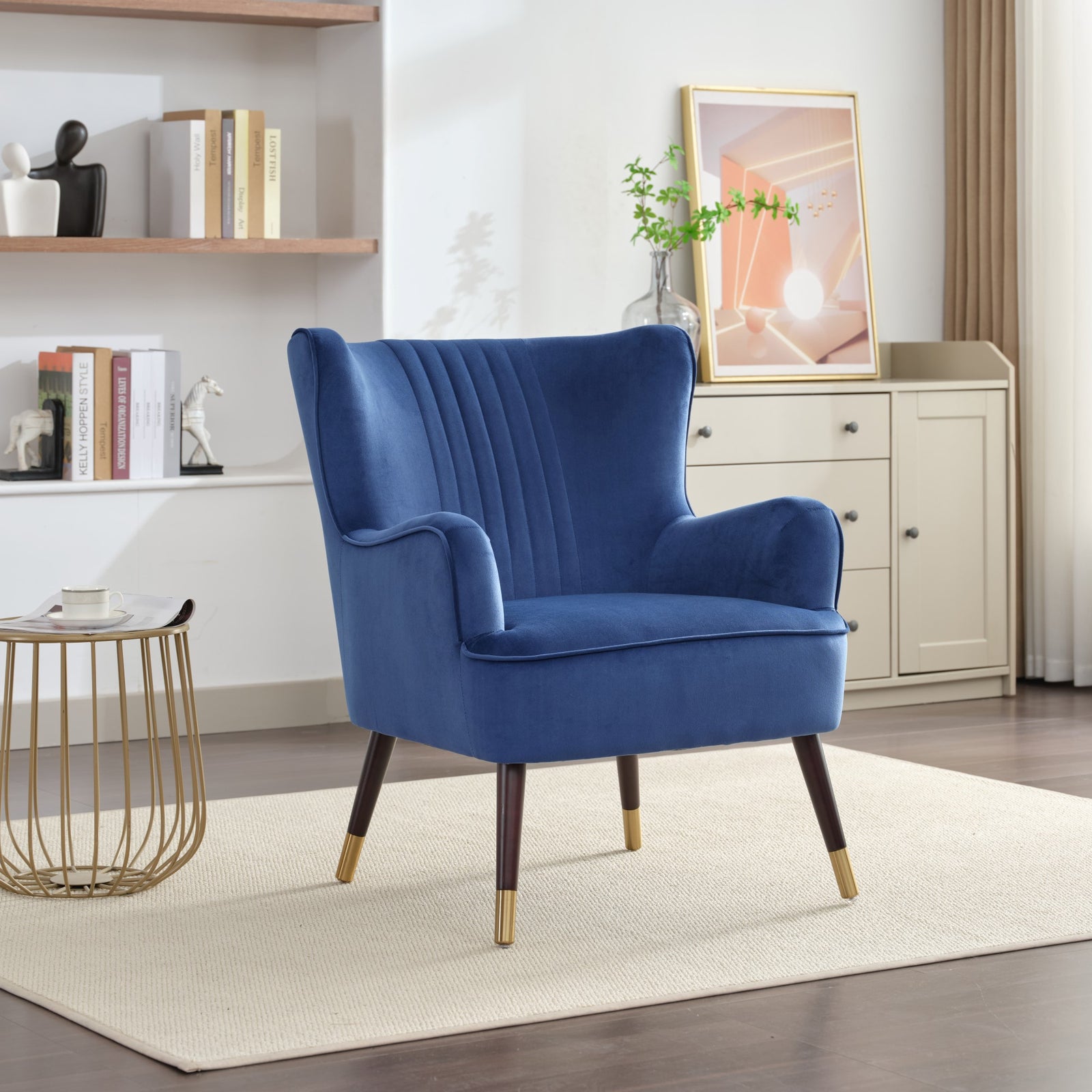 Madison Velvet Fabric Accent Chair | Dark Blue