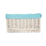 Wicker Blue Spotty Lined Open Storage Basket | Extra Large | Blue