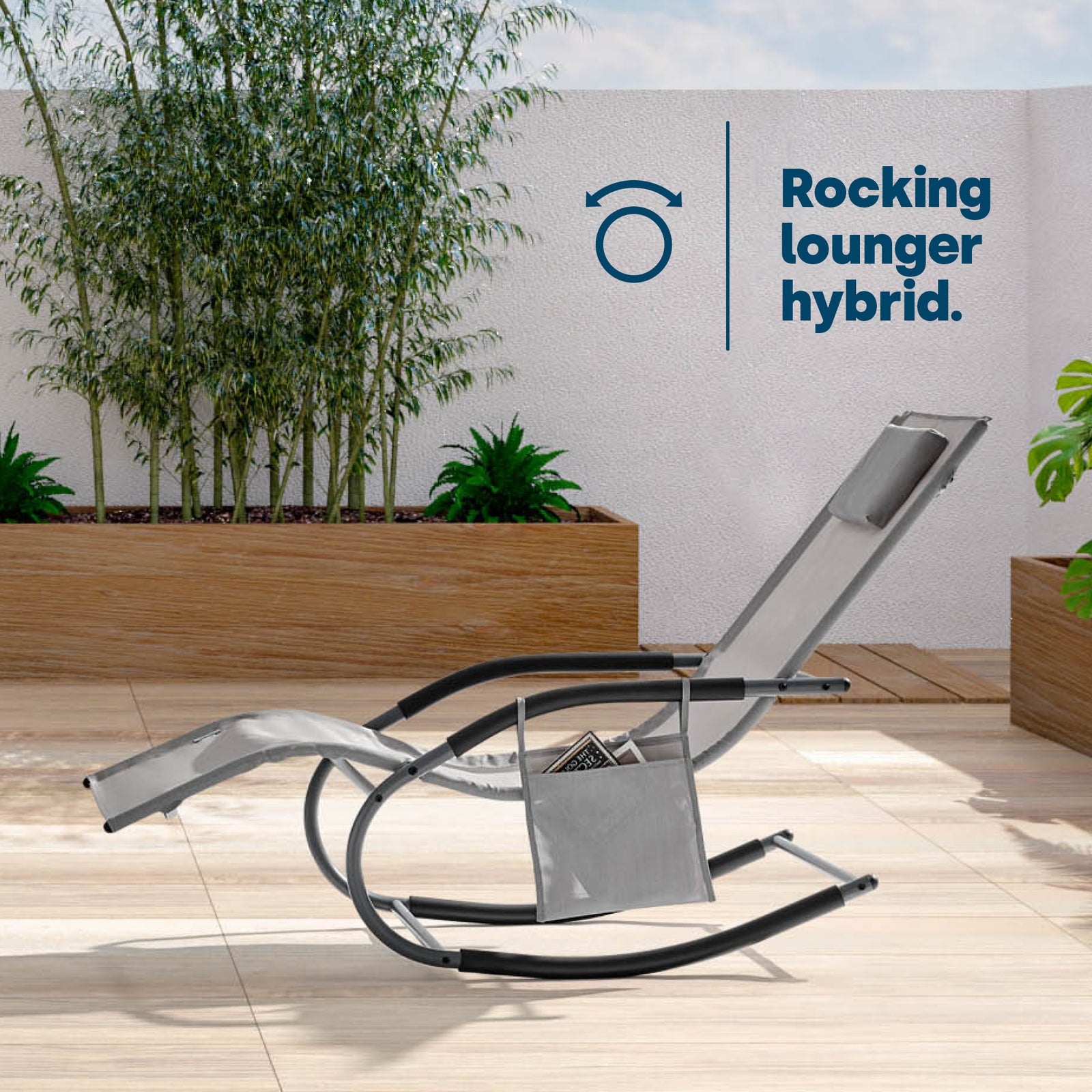 Gravity Rocking Sun Lounger - Grey