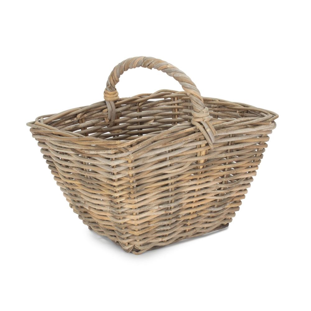 Red Hamper Grey Rattan Kindling Basket