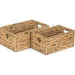 Shallow Water Hyacinth Storage Basket | Set-of-2 | Brown