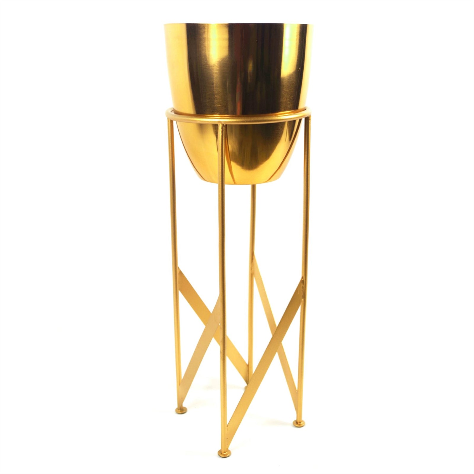 55cm Gold Planter With Matching Stand