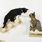 4pcs Wall Mounted Cat Tree Cat Wall Shelves W/ Scratching Post | Beige