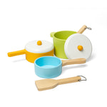 Wooden Pots & Pans Set With 2 Utensils