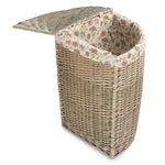 Rose Cotton Lined Antique Wash Wicker Corner Laundry Basket | Small | Pink