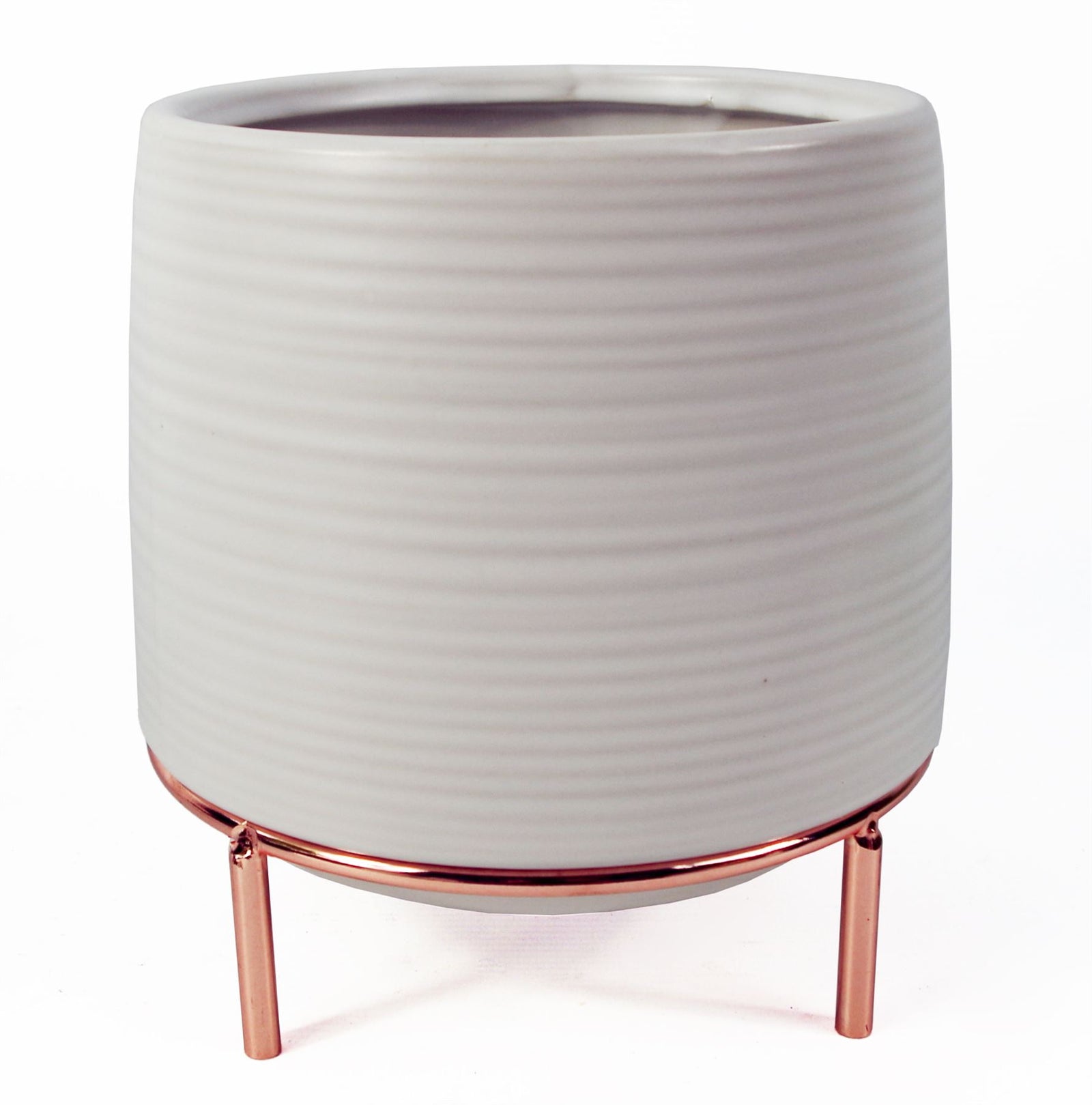 18cm White Ceramic Planter With Metal Stand