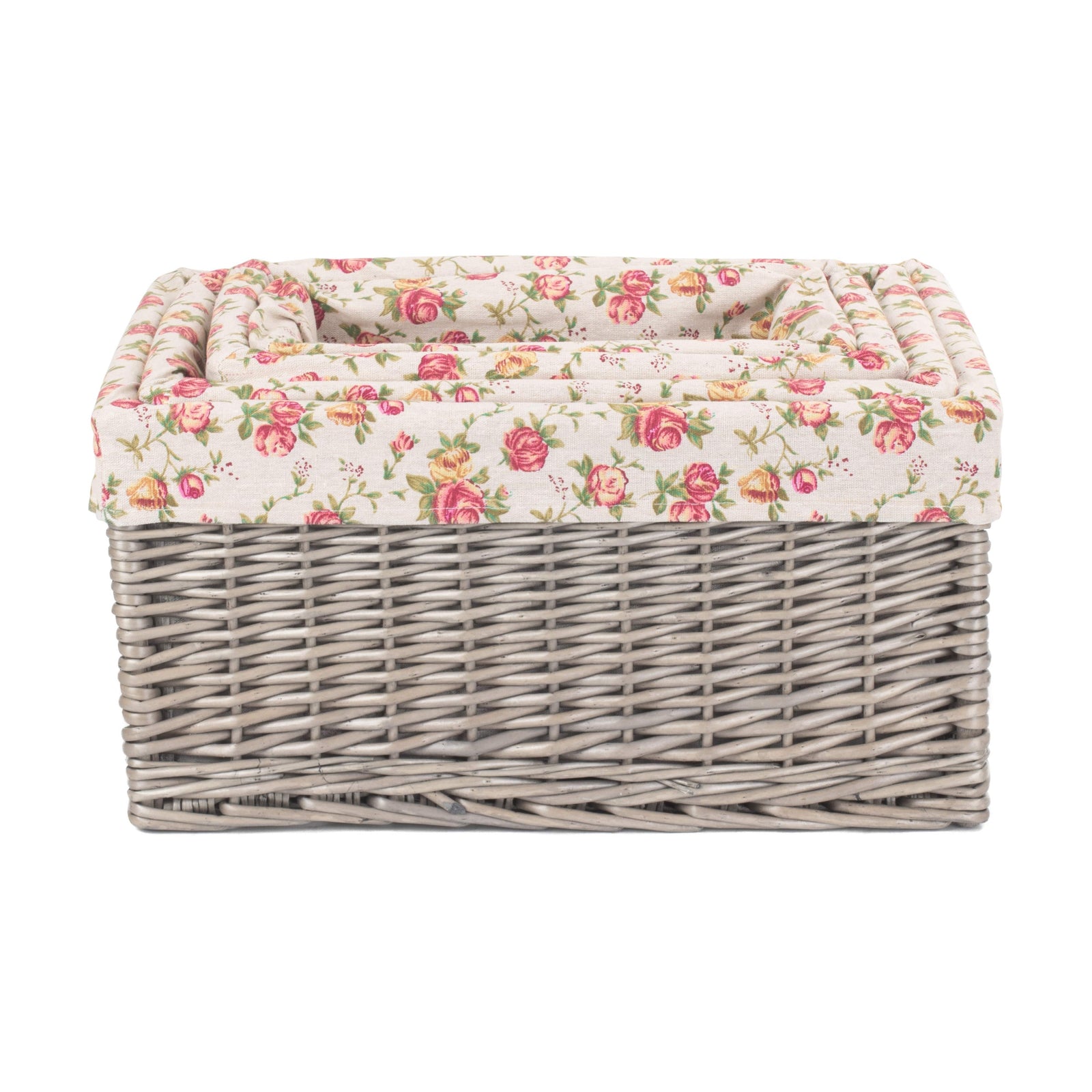 Wicker Antique Wash Garden Rose Willow Storage Baskets | Set-of-4 | Red