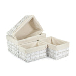 Wicker White Scandi Storage Basket With White Lining | Set-of-4 | White