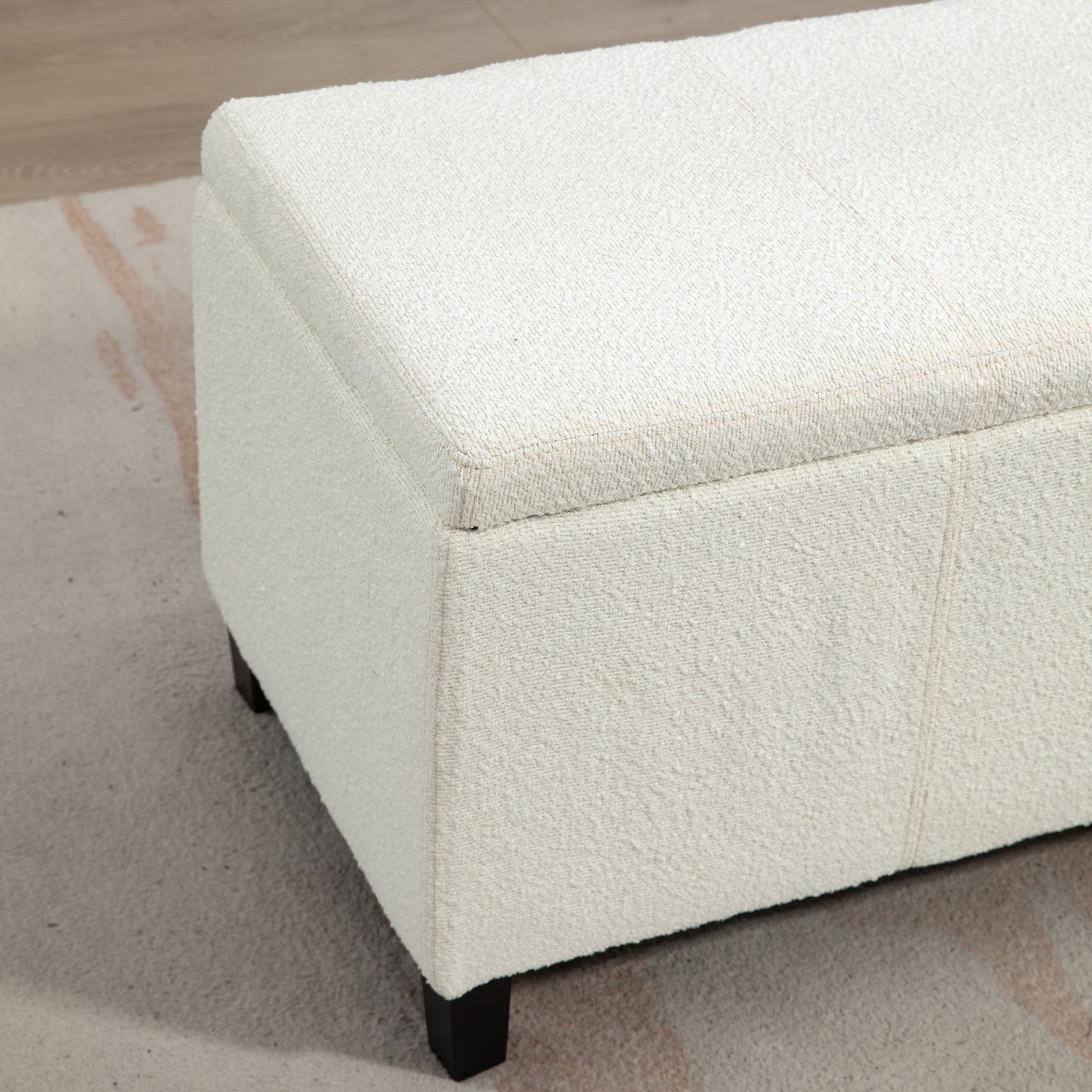 Sherman Boucle Fabric Storage Ottoman - Cream | Cream