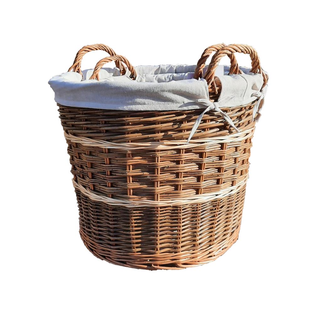 Wicker Set Of 2 Cotton Lined Log Baskets