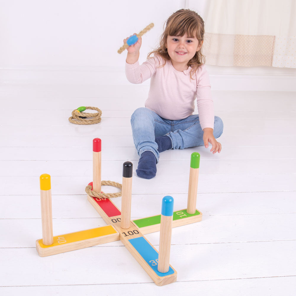 Wooden Quoits Game, Great Family Game - 12 Play Pieces