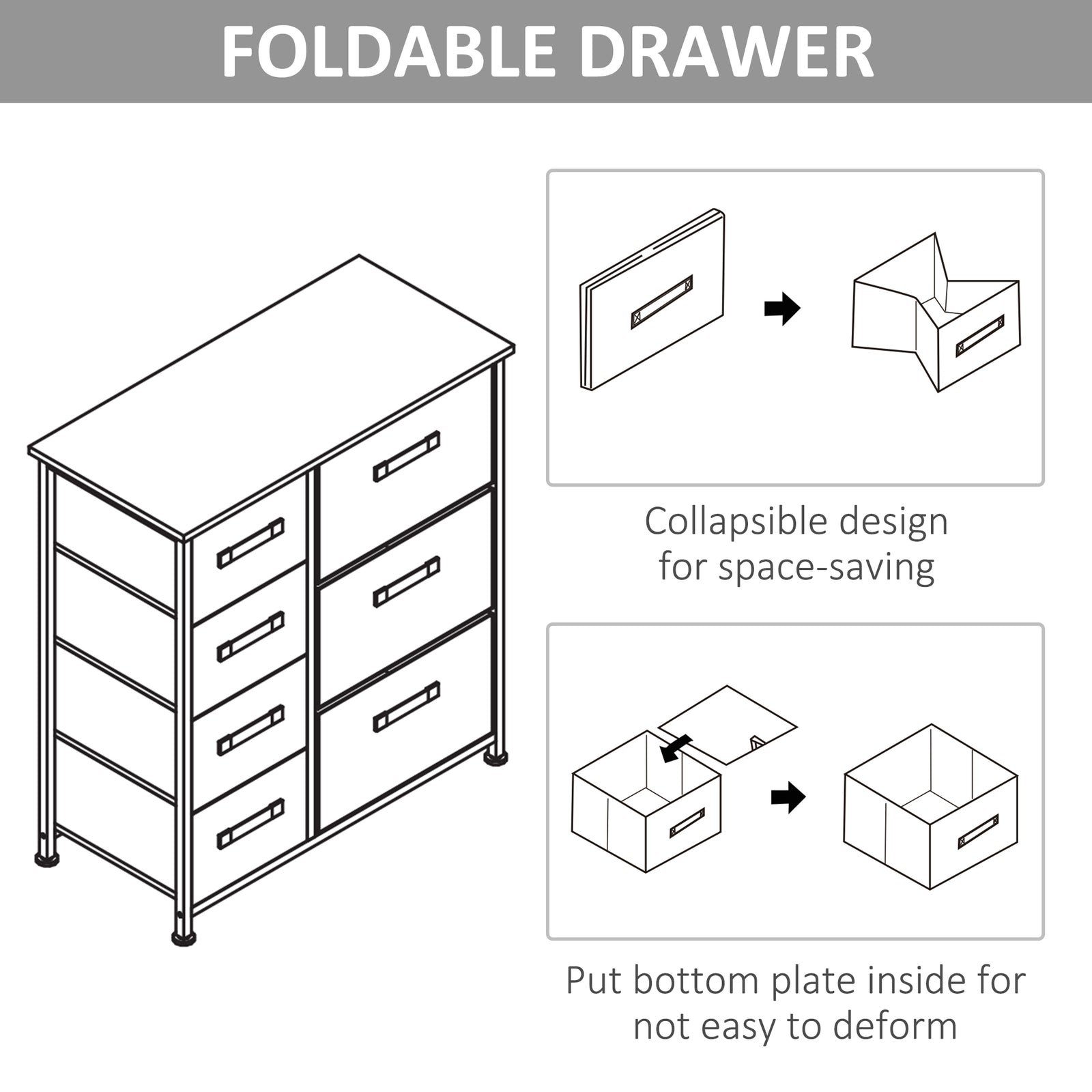 Storage Dresser Tower With Adjustable Feet 7 Drawers